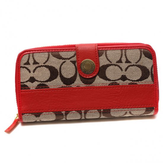 Coach In Signature Large Red Wallets CJO Coach In Signature Large Red Wallets CJO